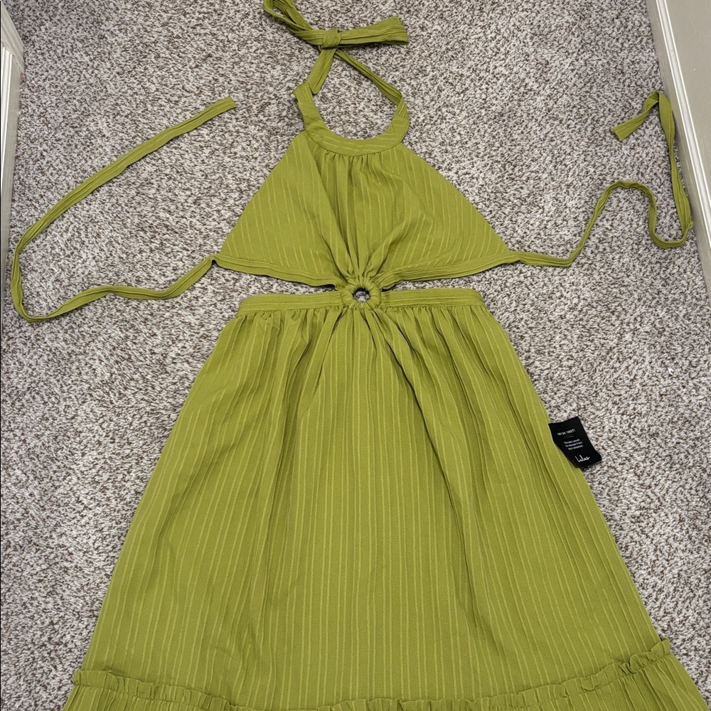 Lulus Island Vacay Light Green Tie-Back Maxi Dress M NWT - Picture 4 of 8
